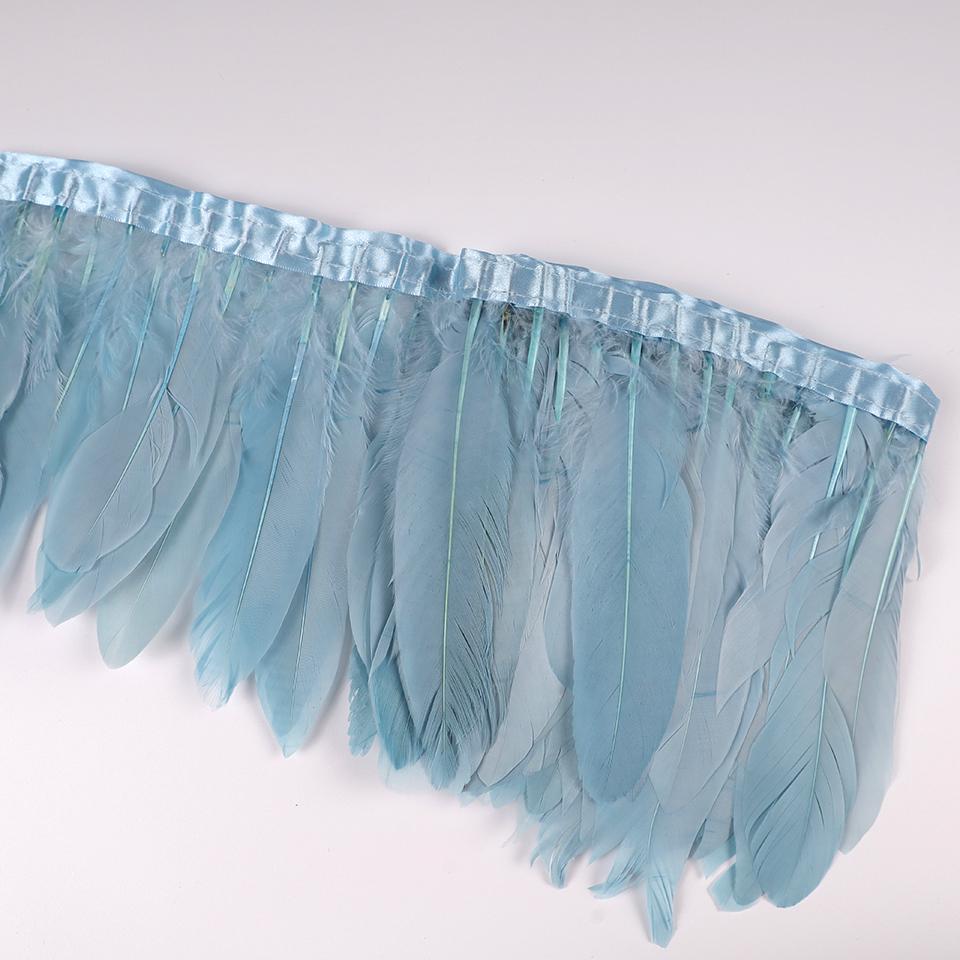 Bordures en Plumes d'Oie Ruban Franges 2 Yards/pièce Couture Artisanat Plume dans Robe Jupe Décoration Murale pour Vêtements de Fête