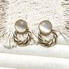 Vintage Retro Metal Cat's Eye Circle Earrings - Chic Geometric Drops for Women