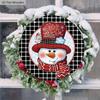 Buffalo Plaid Wooden Christmas Sign with Snowman Pattern - Navidad Round Sign for Yard Door Wall Hanging Decor - Ideal Christmas Decoration