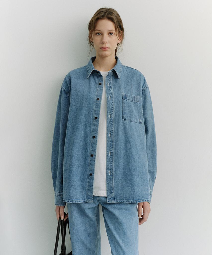 Deonseuteu Unisex Oversized Denim Shirt_Udsh6A102_Light Blue