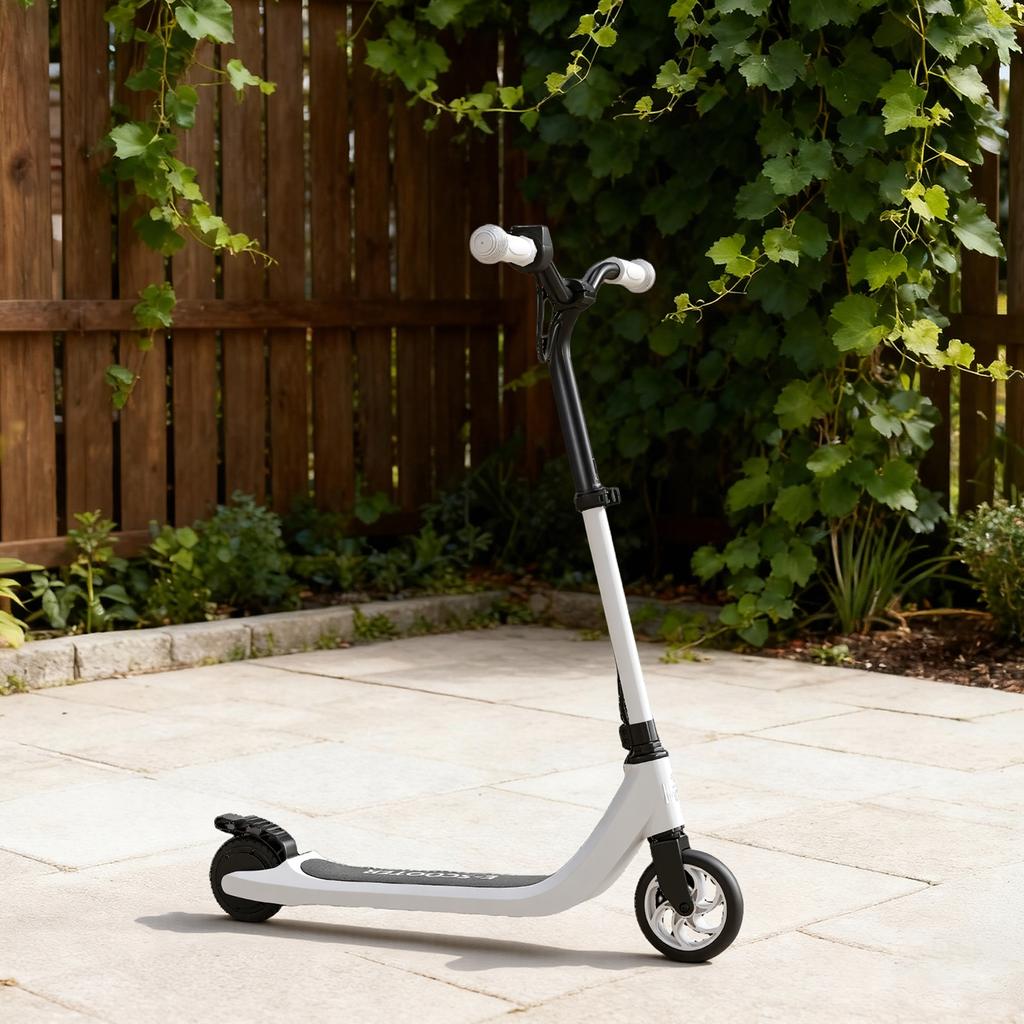 E-Scooter, Electric Kick Scooter, 6 Km Range, from 6 Years, Steel Frame, Black+White, 76 X 53 X 95cm