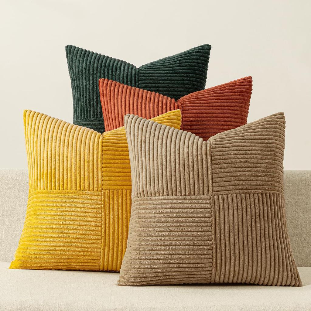 4 Pièces Housse de Coussin Décoratif Épaisse en Coton Uni, Housses de Coussin en Cachemire