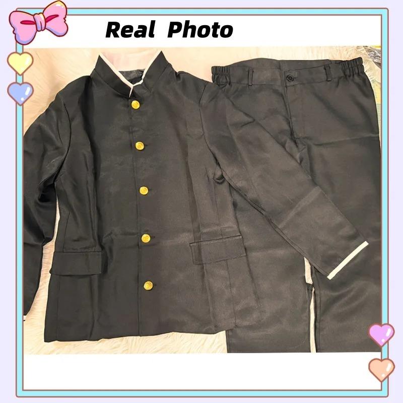 Ken Takakura Cosplay Costume Wig Anime Dandadan Okarun School Uniform Black Jacket Pants Gakuran Glasses Halloween Party Men