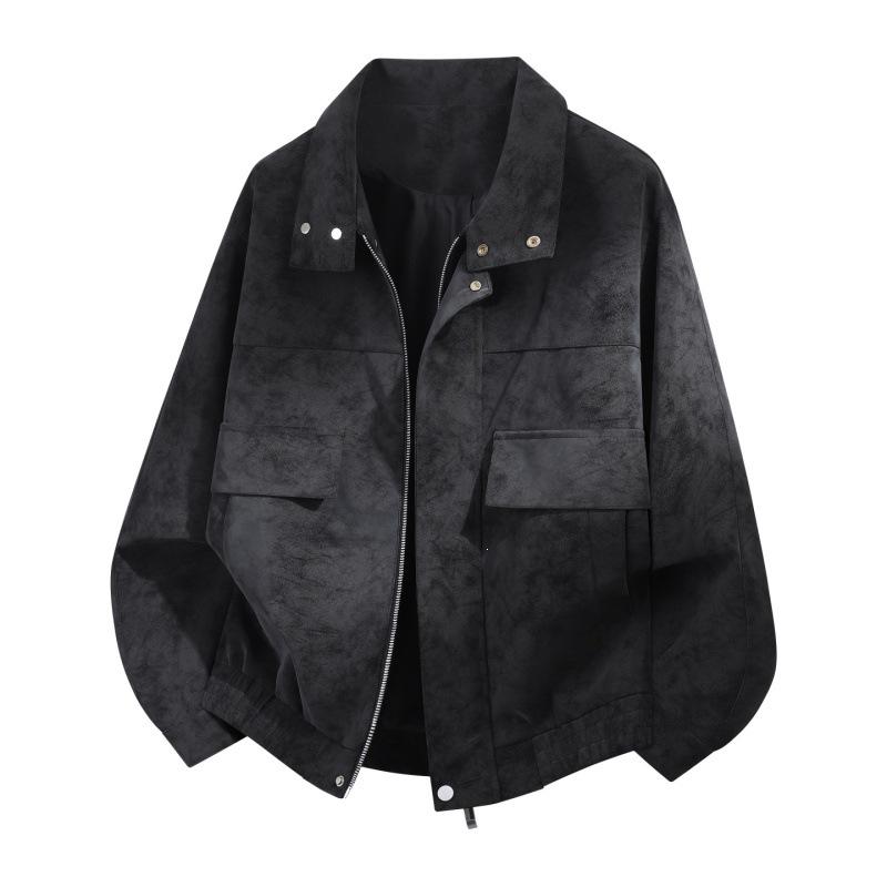 New spring and autumn new men's American retro leather jacket, lapel trendy men's clothing