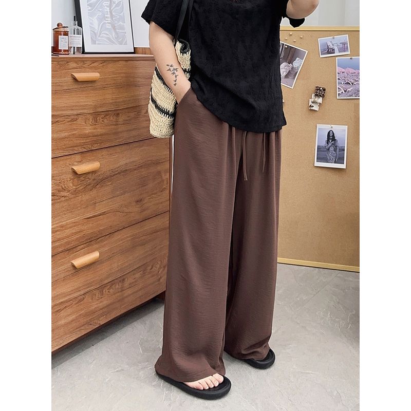 

Slim Fit Plus Size Plus Size Ladies Ultra-Thin 100.00kg Loose Pants Coffee Red 2XL