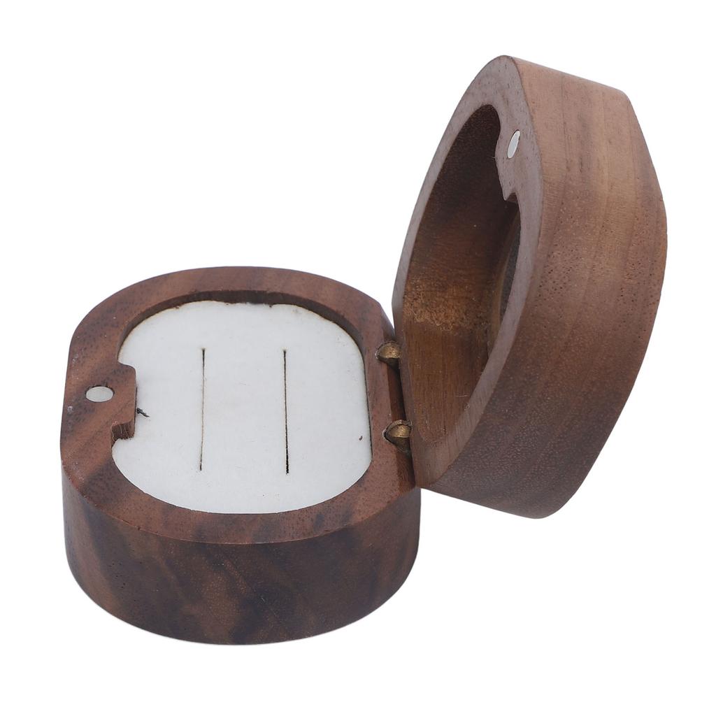 Ring Storage Box Vintage Walnut Wood and Soft Sponge Proposal Ring Holder for Wedding Or Festival Magnetic Closure