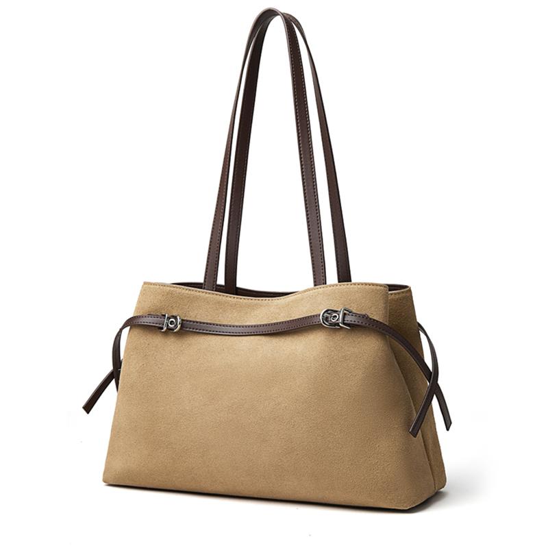 Hifashion Cowhide Suede Genuine Leather Large Tote Shoulder Bags For Women 2026 Luxury Designer Matte Shopping Ladies Handbags