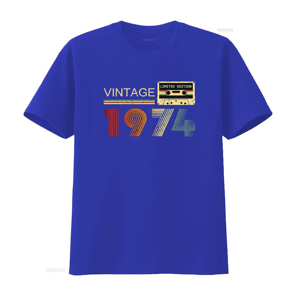 Vintage 1974 T Shirt For Unisex 50th Birthday S Dad Fathers Day Husband Friend Vintage Washed Designer Clothes Breathable Graphic