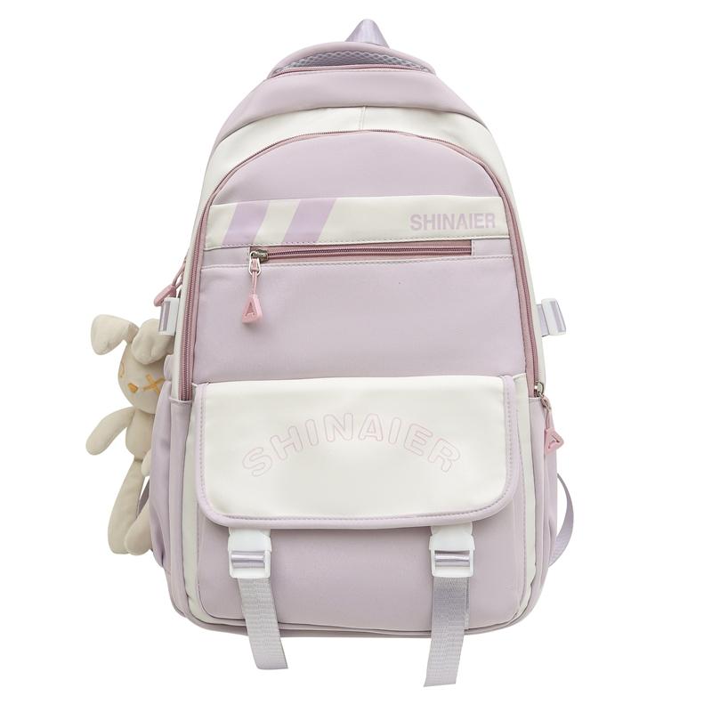 Men's Splicing Backpack Middle School Student Schoolbag Women's Large Capacity Campus Backpack