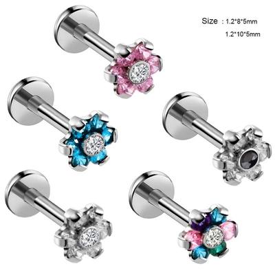 1pcs Labret Ring Lip Piercing Crystal Fashion Body Jewelry 316L Stainless Steel 16G Zircon Tragus Earring