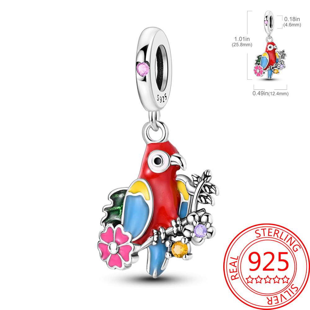 Colorful Copper Colorful Animals Parrot Rabbit Puppy Charm Pendant Fit Dly Bracelet Necklace Boutique Handmade Gift