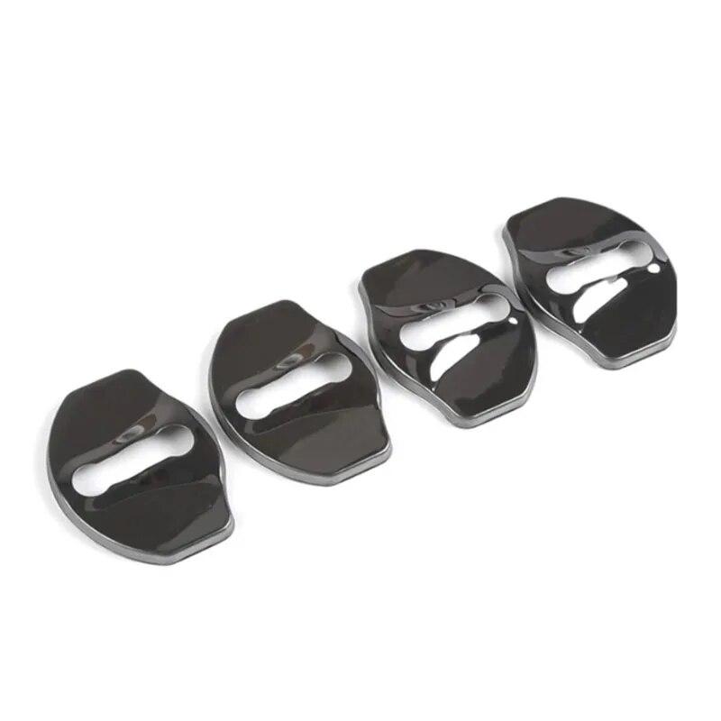 My Good Car Model 3 Türschloss-Abdeckung, Innenzubehör, Edelstahl-Abdeckungspaket, 4 Stück, für Tesla Model 3 2017 2018