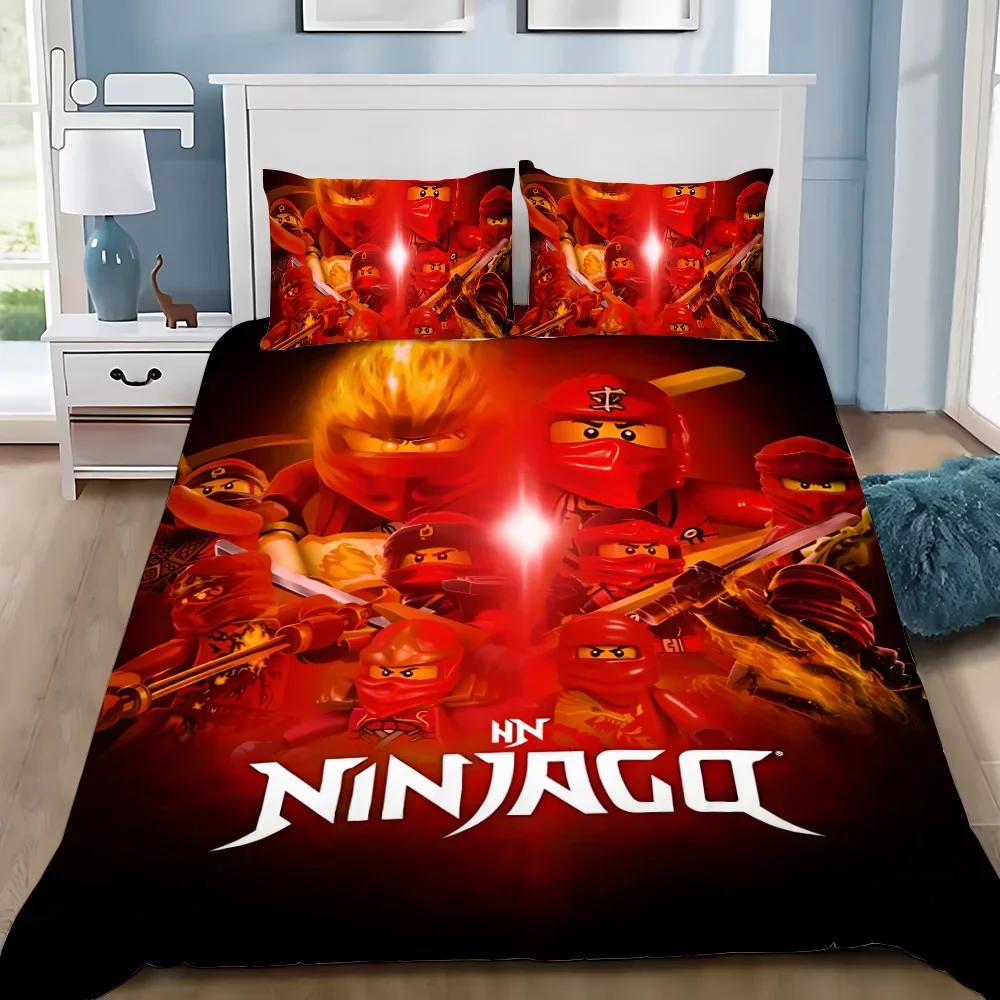 Set lenjerie de pat N-ninjagos Față de pernă Desen Animat Joc Set lenjerie de pat Băiat Fată Decor Cameră Copii Cadou Copii Dimensiune Single Dublu Mare