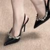 Fashion 2025 Summer High Heel Women Sandals Fashion Pointed Toe Crystal Shoes Ladies Elegant Dancing Party Pumps