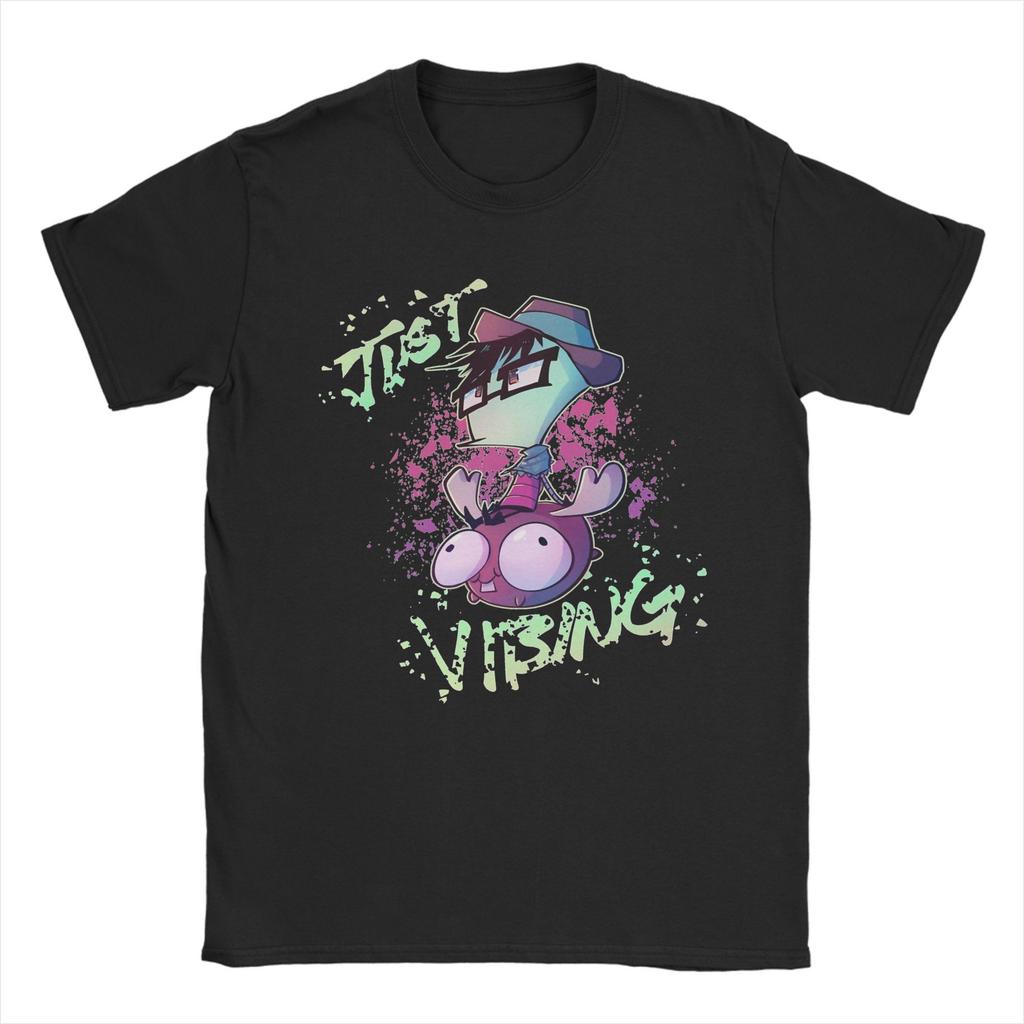 Funny Invaders Zims GIR T Shirt Men's Cotton Short Sleeve Crewneck Summer Clothes
