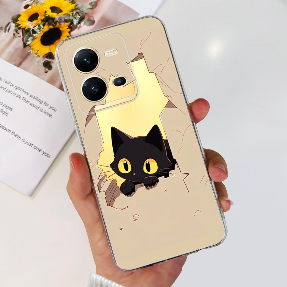 For Vivo V25 5G Case Vivo V25e V 25 25E 4G V2202 V2201 Cute Panda Flower Pattern Soft Silicone TPU Phone Cases