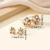 1 Set of 2 Pairs of New Personalized Flower Micro-set Pearl Earrings, Niche Design Geometric C-shaped Stud Earrings