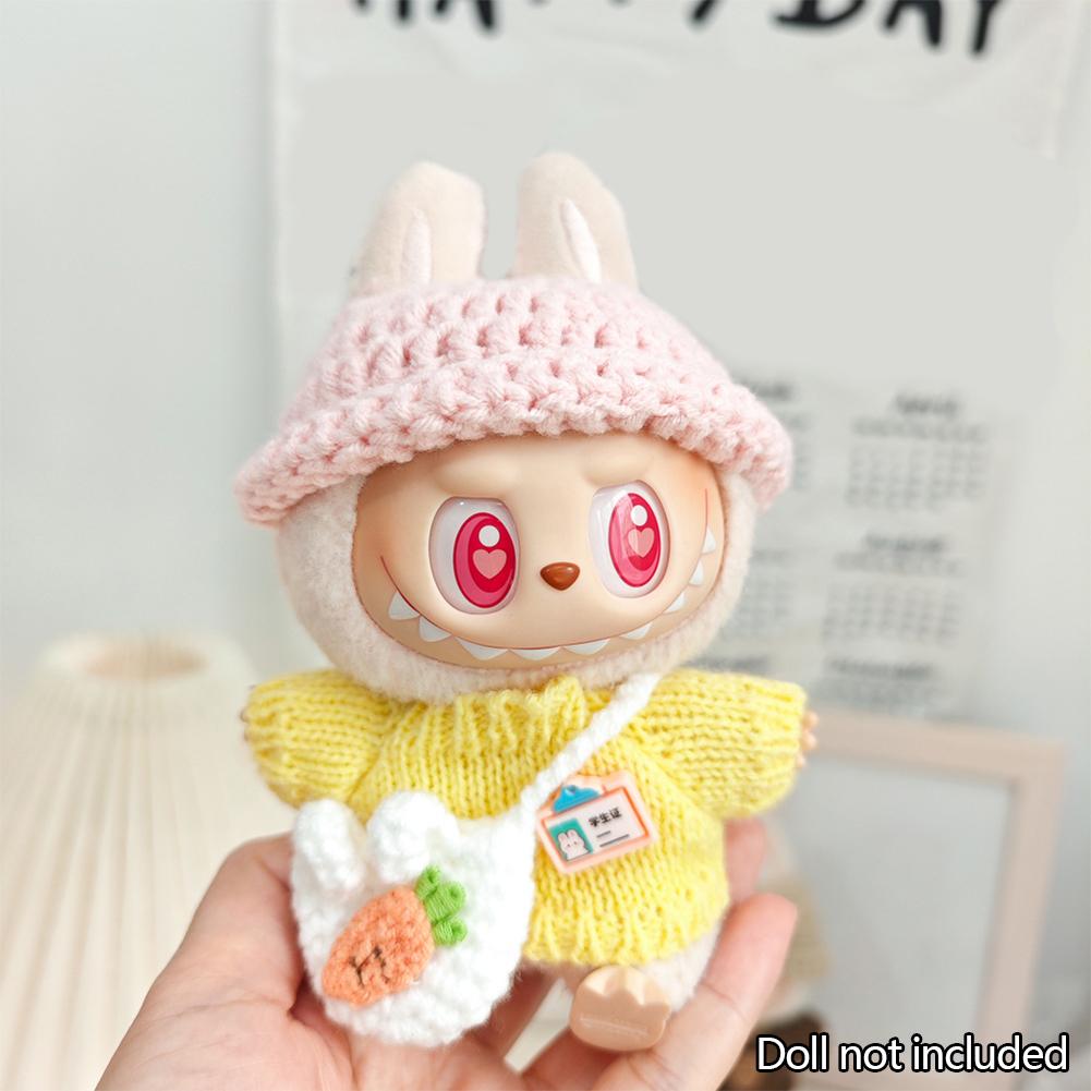 For 17cm Labubu Dukkeklær Moteklær Hettegensere Dukkeklær Fargematch Hettegensere Dukker Tilbehør Søt dekorasjon Små kluter