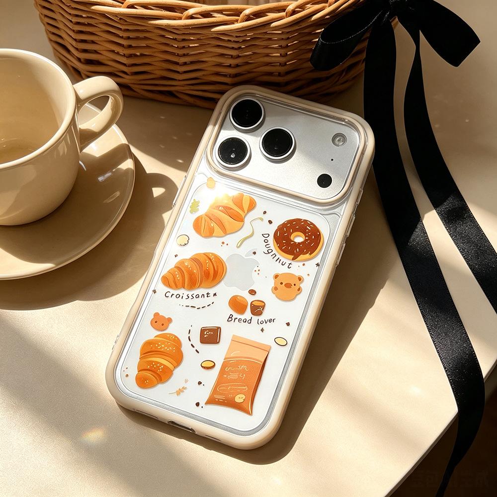 Croissant suitable for anti-drop iPhone17 mobile phone case spring Huawei OPPO contrasting color vivo Apple 16promax