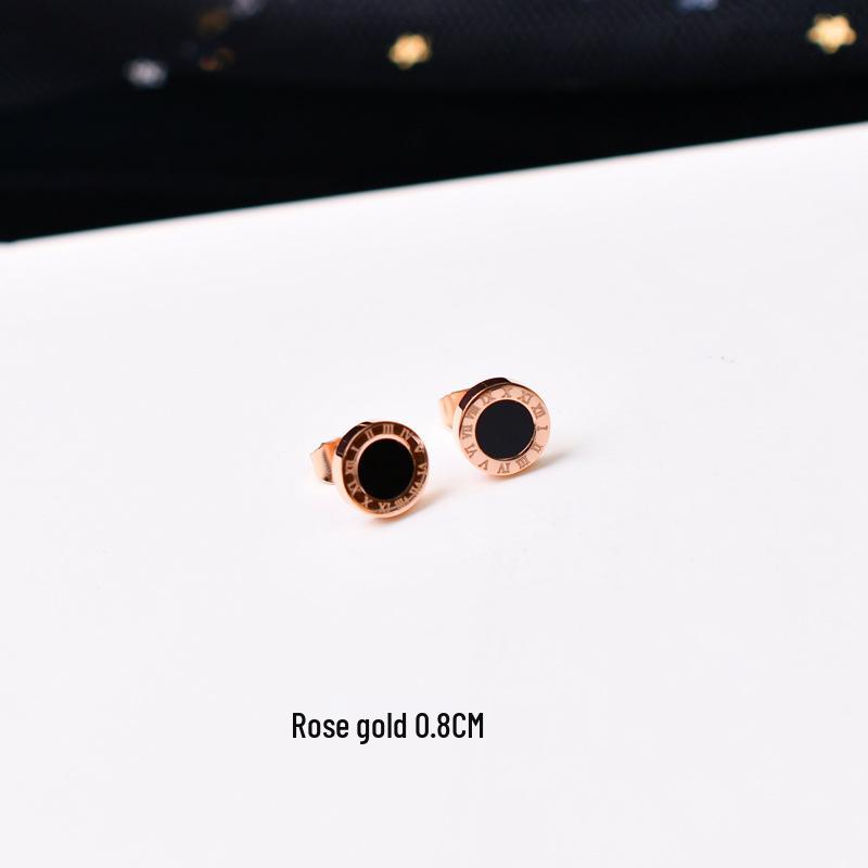 Unisex Roségold & Schwarze Titanstahl Ohrstecker