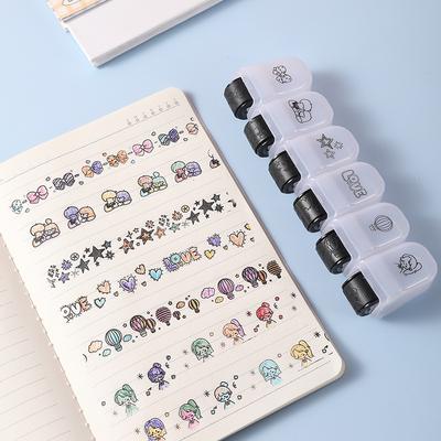 Kawaii Cartoon Tier Schleife Mädchen Junge Rollstempel DIY Studentenpreis Schreibwaren Graffiti Handtasche Spitze Heißluftballon Scrapbooking