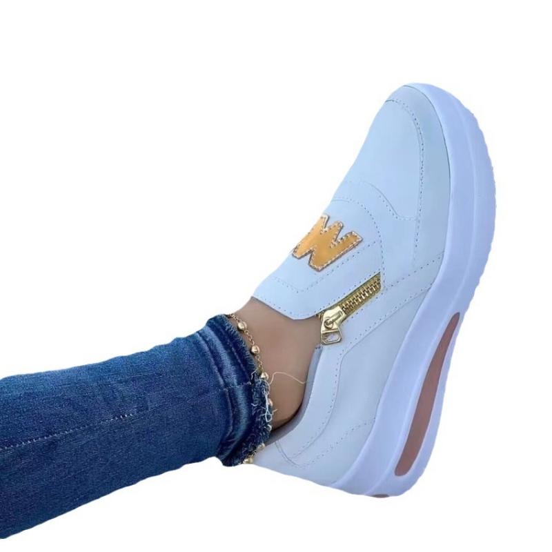 Shoes New Rome Fashion Running Shoe Women Flats Autumn Side Zipper Platform Shoes Women Wedges Sneakers Zapatos De Mujer