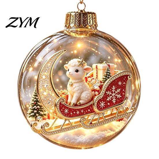 Indoor Outdoor Xmas Decor Glowing Christmas Story Ornament, Light?Up Mini Holiday Scene Hanging Ball with Warm Seasonal Home Accents LED Light,