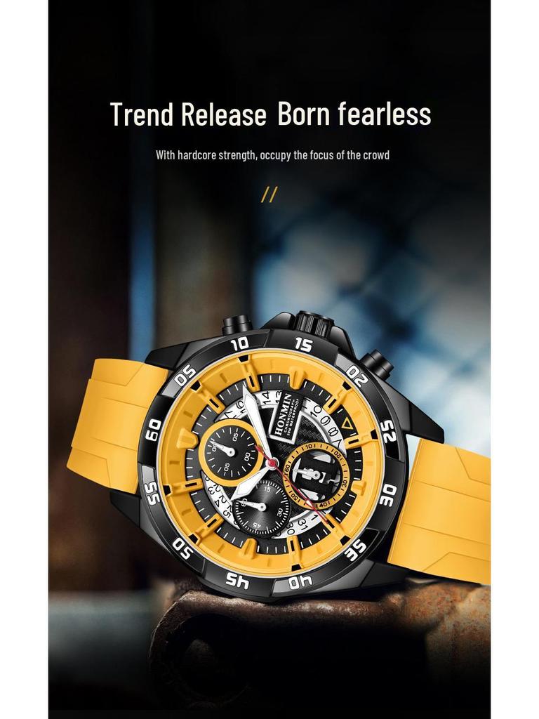 HONMIN Men's Outdoor Multifunction Quartz Watch - Luminous, Waterproof, Large Dial