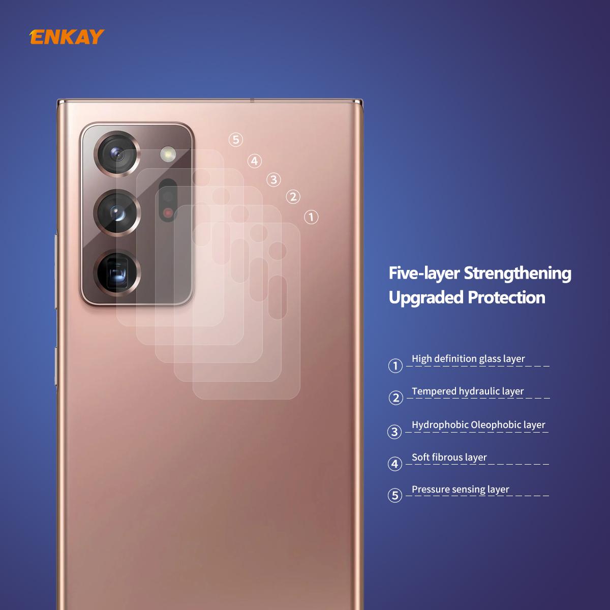 

ENKAY HAT PRINCE 2Pcs for Samsung Galaxy Note20 Ultra/20 Ultra 5G [0.2mm 9H 2.15D Arc Edges] Tempered Glass Camera Lens Films Type A