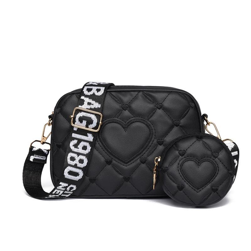 

Lis ag new trendy small square bag broadband two-piece set quilted love bag mobile phone messenger women s bag чёрный