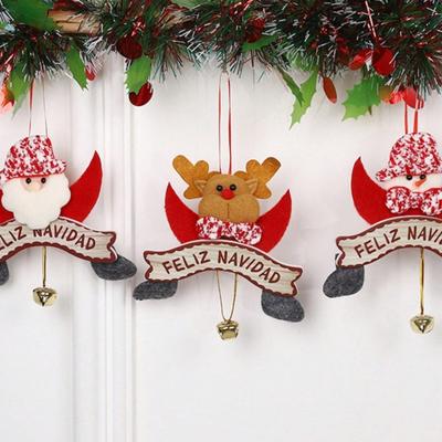 1 Piece of Cute Cartoon Santa Claus Reindeer Decoration Christmas Tree Bell Pendant
