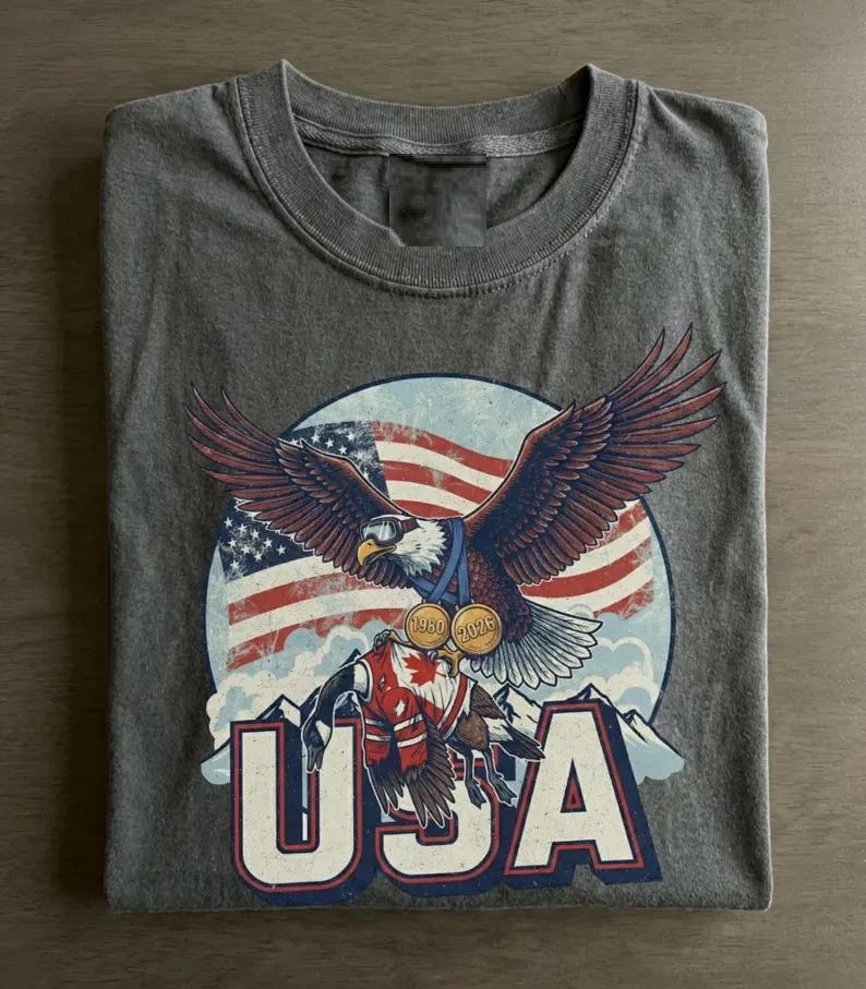 

Funny USA Ice Hockey Eagle, USA Champions 2026 Shirt, USA Hockey Shirt 2026 L