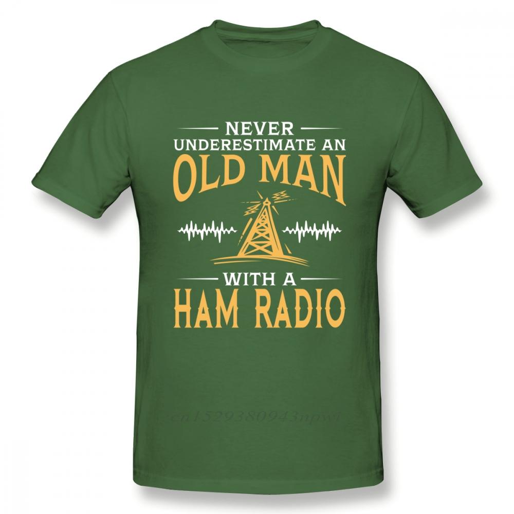 100% Cotton Tees Never Underestimate An Old Man with A Ham Radio Tee Shirt Man Round Neck T Shirt Guys Punk Designer Streetwear