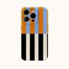 Color-Block Stripes Orange Black Phone Case for IPhone 17AIR 16E 16 15 14 13 12 11 17 Pro Max Plus Double-layer Back Cover