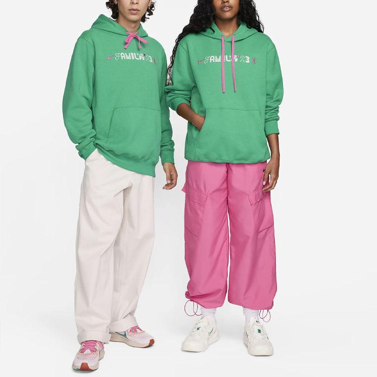 Nike Sportswear Club Fleece Familia Letter Print Hoodie Unisex Hoodies Green FQ7321-324
