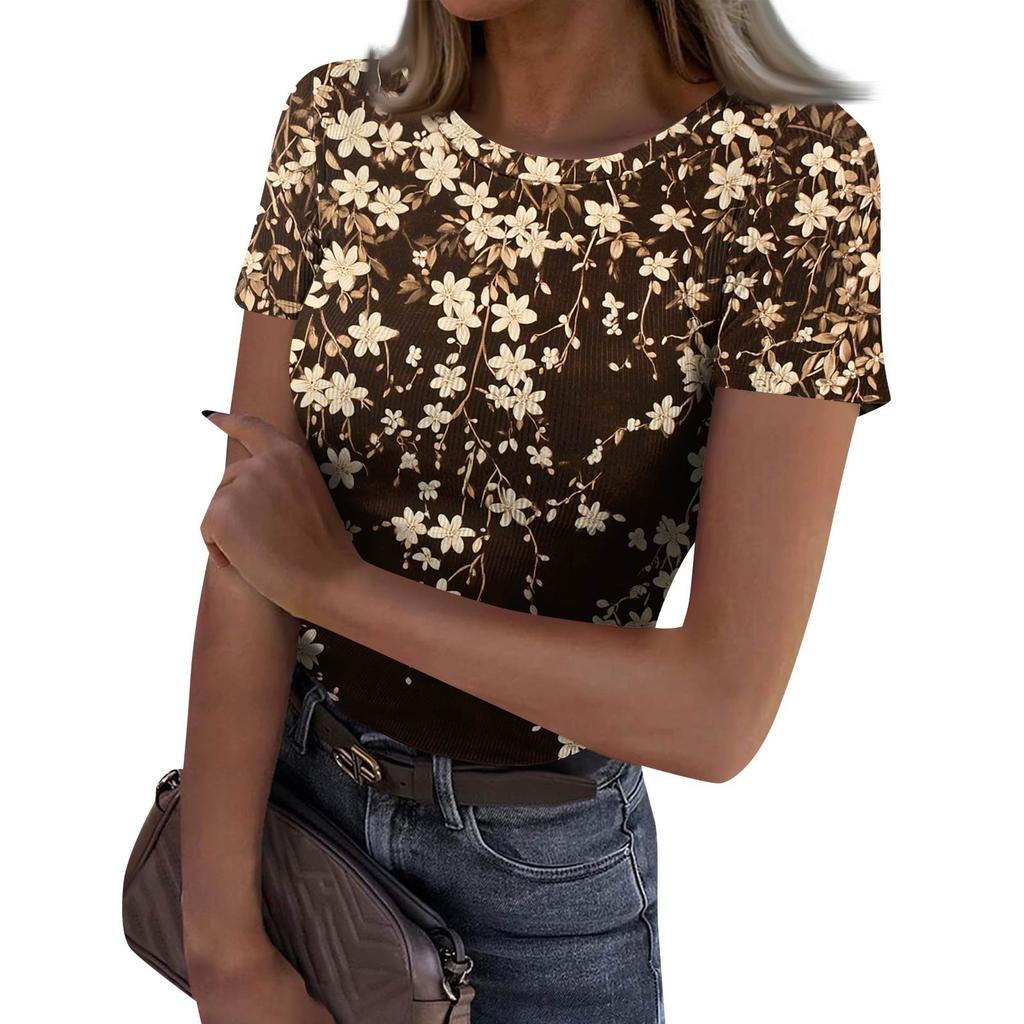 Dames Slim Fit T-shirt Mode Casual Ronde Hals Pullover Korte Mouw Top