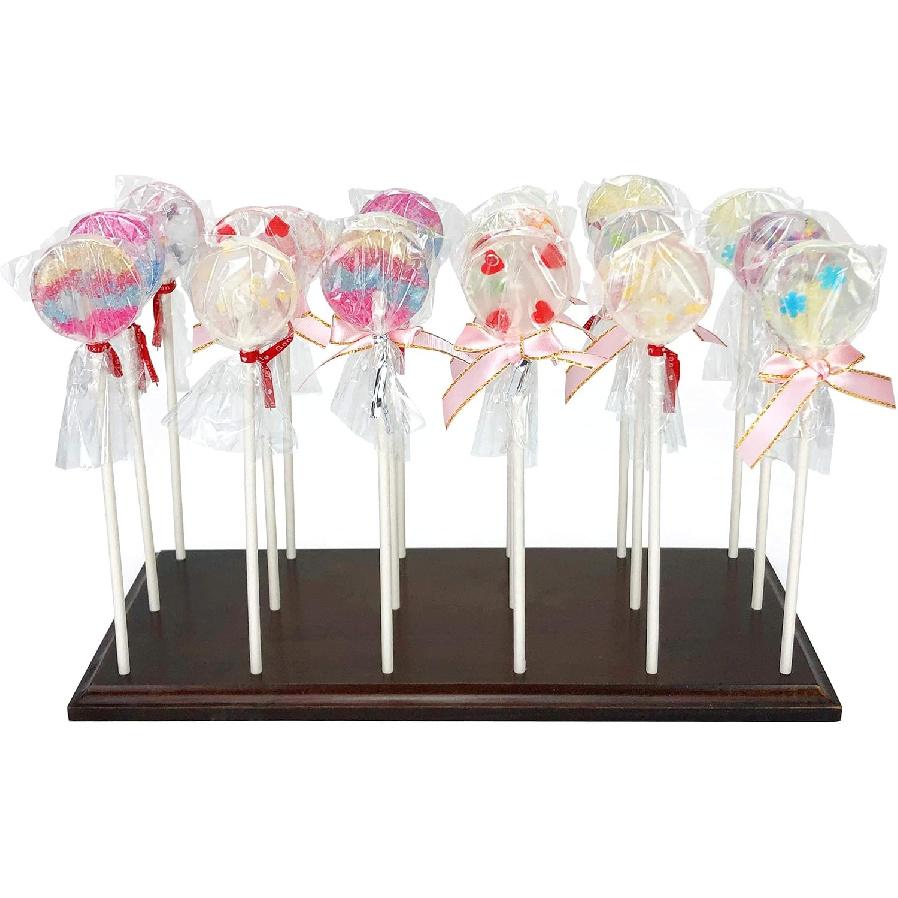 Cake Pop Stand Display - 18 Hole Rustic Wood Lollipop Holder, Candy or Sucker Stand for Wedding, Baby Shower, Birthday Party - Fit 5/32  (4mm) коричневый