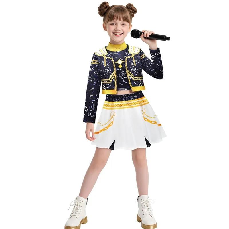 Girls K-pop Rumi Zoey Cosplay Huntrix Costume 3D Print Demon Hunters Mira Stage Costumes Girls Halloween Party Clolthes Set