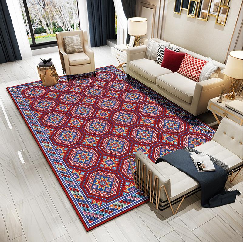 Vintage Persian Home Bedroom Living Room Fully Covered with Carpet Bohemian Ethnic Style Tea Table Sofa Carpet Bedside Carpet