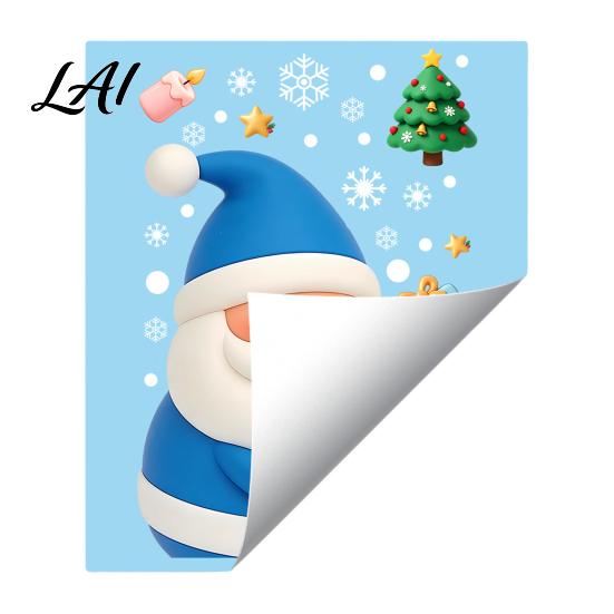 Festive Home Decor for Glass Christmas Window Stickers Static Cling Santa/Reindeer/Snowmen/Elves Print Waterproof Clings PVC Decal Windows And Doors