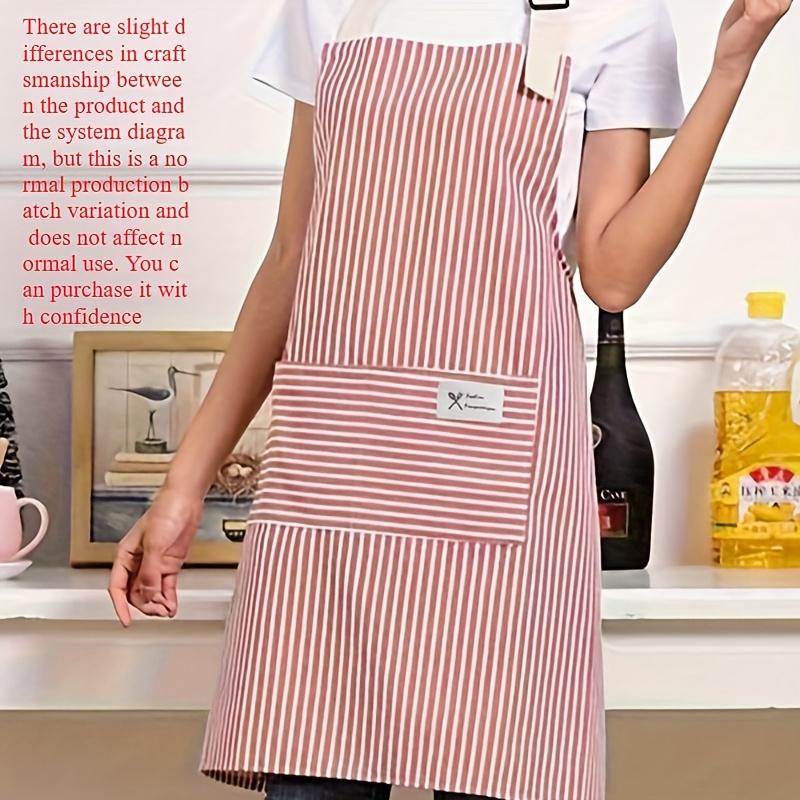 1pc Striped Cooking Apron with Pockets, Stylish and Breathable Household Apron for Kitchen, Coffee Bar, Restaurant and Daily Use