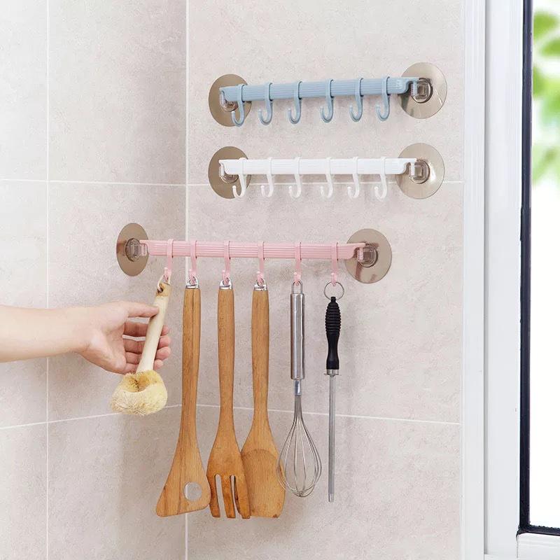 6-Hook Traceless Adhesive Bathroom & Kitchen Hooks