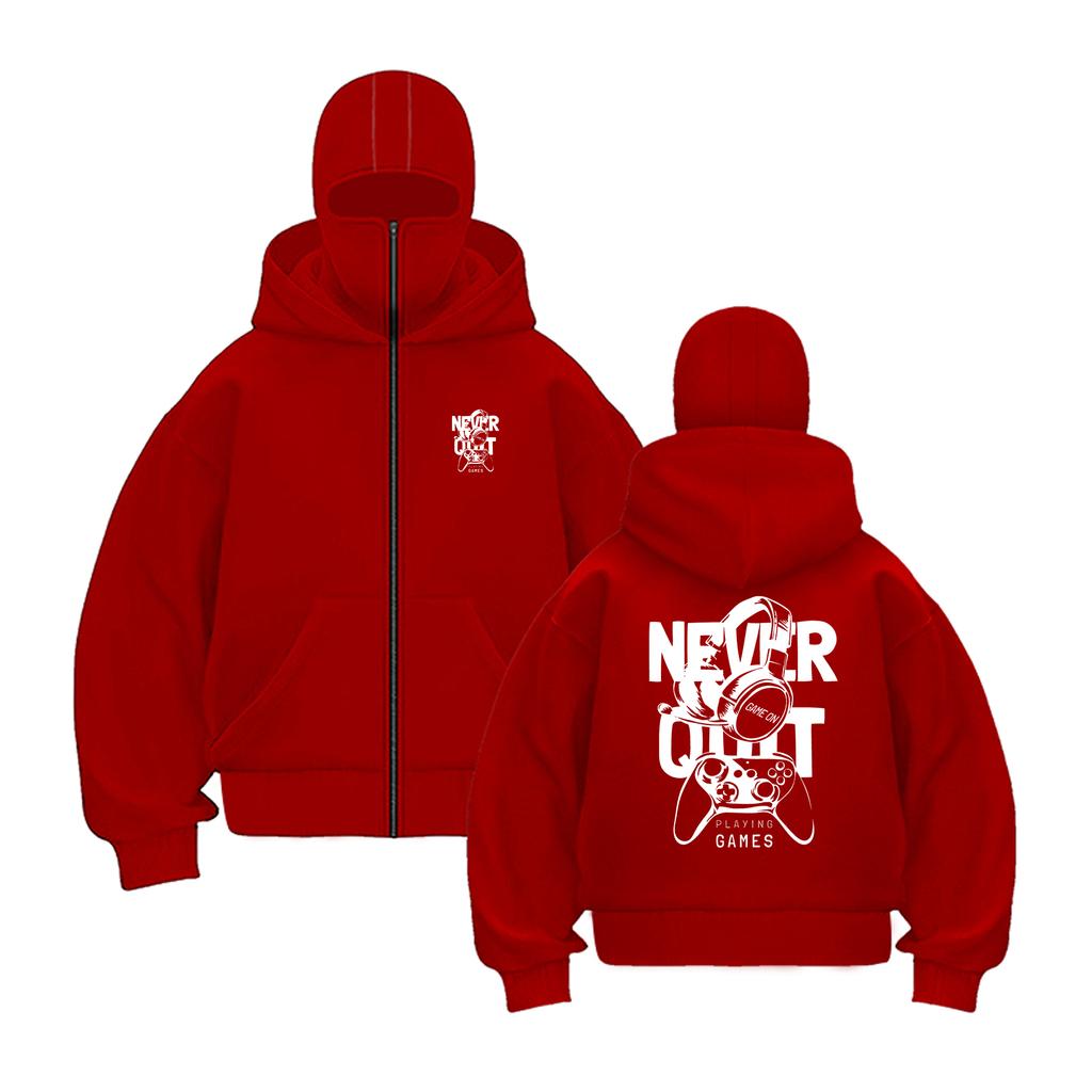 Doppelkappe Reißverschluss Spielekonsole Druck Hoodies Herren Damen Kleidung Hip Hop Kapuzensweatshirt Mode Lässig Übergroßer Hoodie