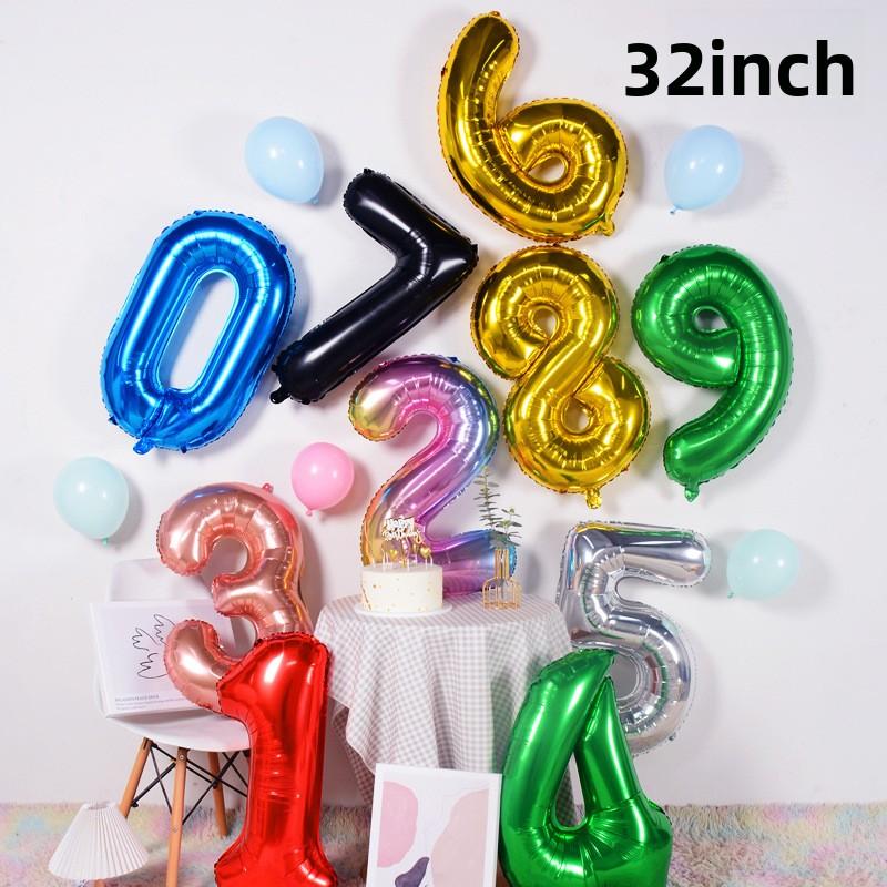 32-Inch Digital Balloons Numbers 0-9 Birthday Par Decoration Wedding Ceremony Room Arrangement Festival Celebration Supplies