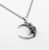 Gothic Rose Moon Necklace - Unisex Vintage Romantic Pendant in Dark, Trendy Style