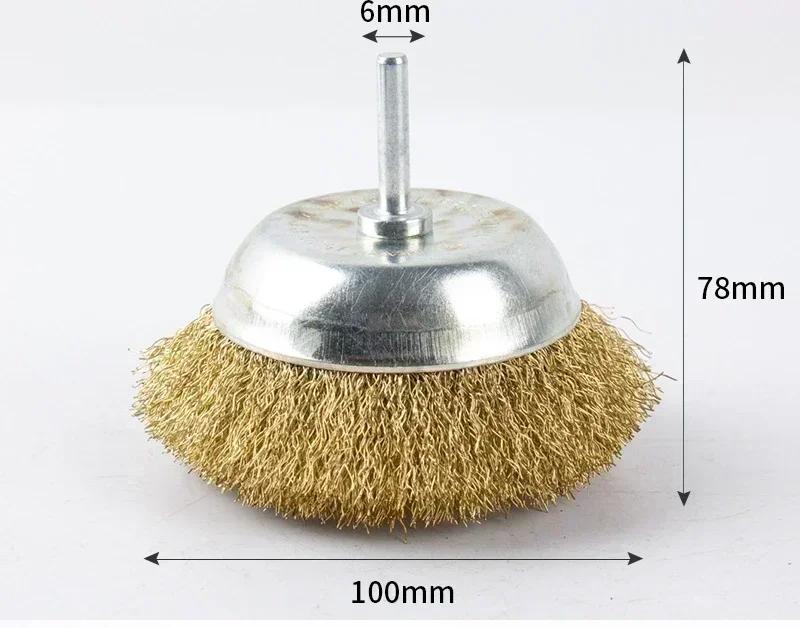 New 50mm 60mm 75mm Steel Wire Brush Brass Plated Wheel for Drill Rotary Tool Metal Rust Removal Polishing Brush Set