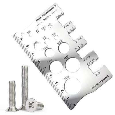 Outil de Mesure de Boulon Vérificateur de Filetage Règle de Mesure de Vis Dispositif de Mesure de Vis Double Face pour Réparation de Bijoux
