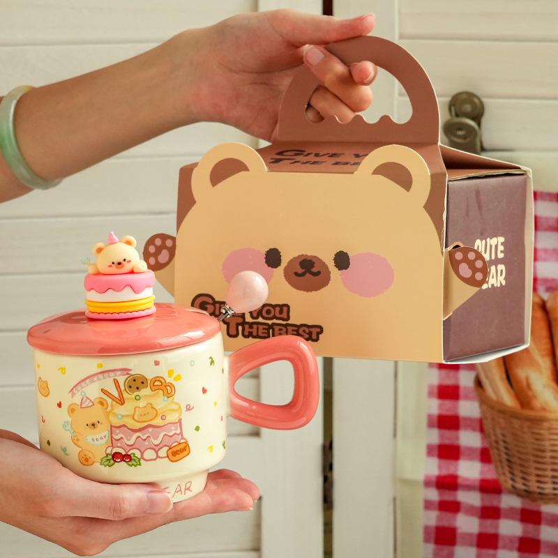 Creative Gifts Birthday Cake Ceramic Cup Children's Student Holiday Gift Cute Mug Household Teacup Water Cup