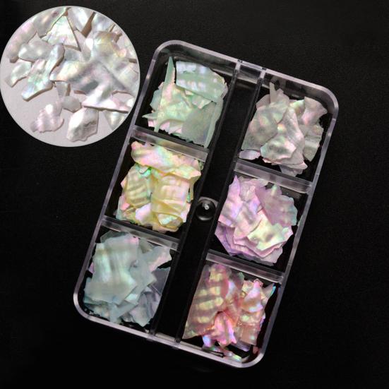 1 krabička dekorace na nehty z mušlí Kreativní módní řemeslo Ekologické nepravidelné tvary Umění pro domácí použití