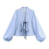 Jnleaog Spring New Arrival Women's Clothing Fashion Style French Fashion 3 Colors Shoelace Bowknot Decoration Casual Long Sleeves Shirt